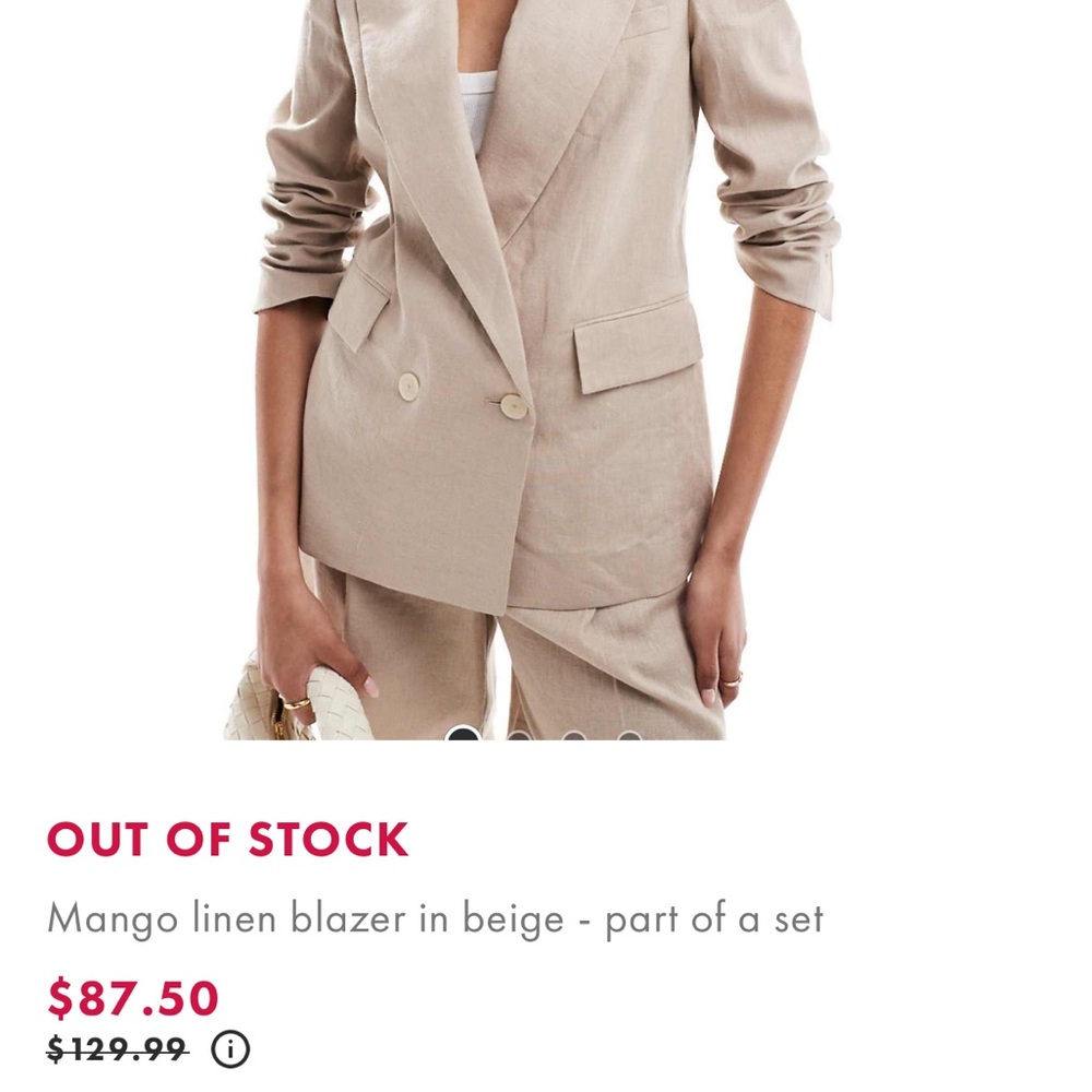 Mango Beige Linen Blazer